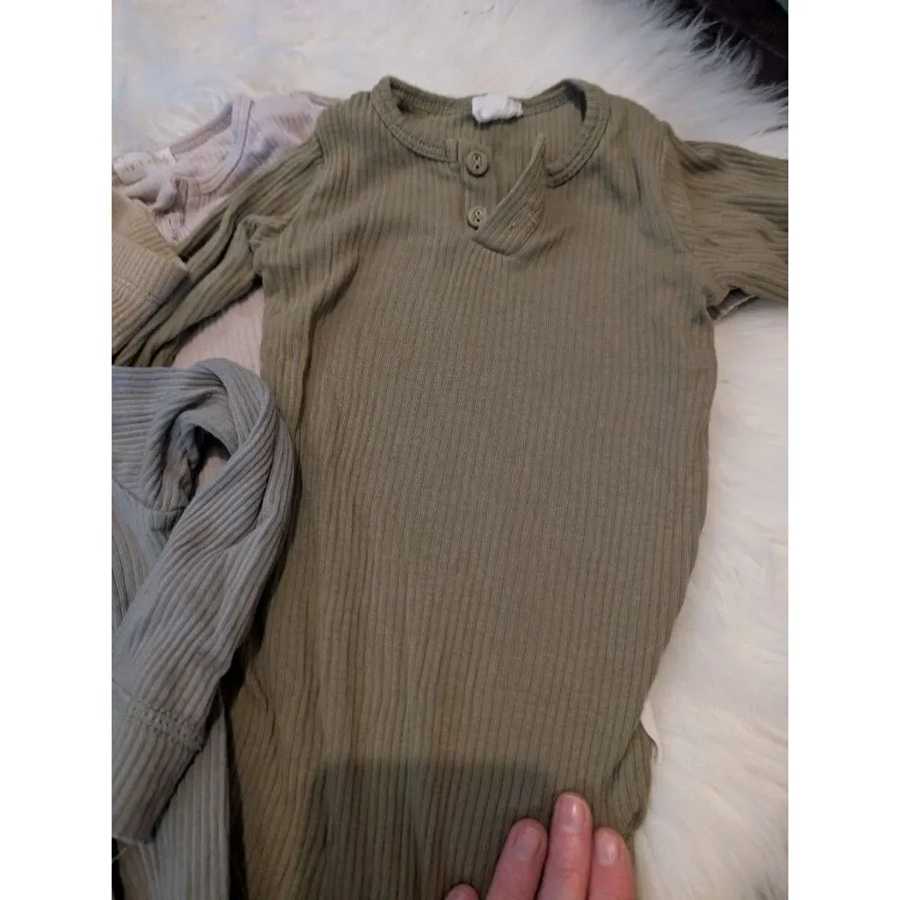 Bundle! 4 Jamie Kay Ribbed Long Sleeve Henley Bodysuits Neutral Mix 1 Pants 2T 2